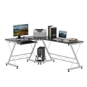 HomCom 31.5-in Black Modern/Contemporary L-Shaped Computer Desk