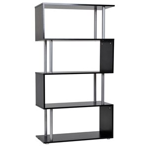 HomCom Black Composite 4-Shelf Standard Bookcase