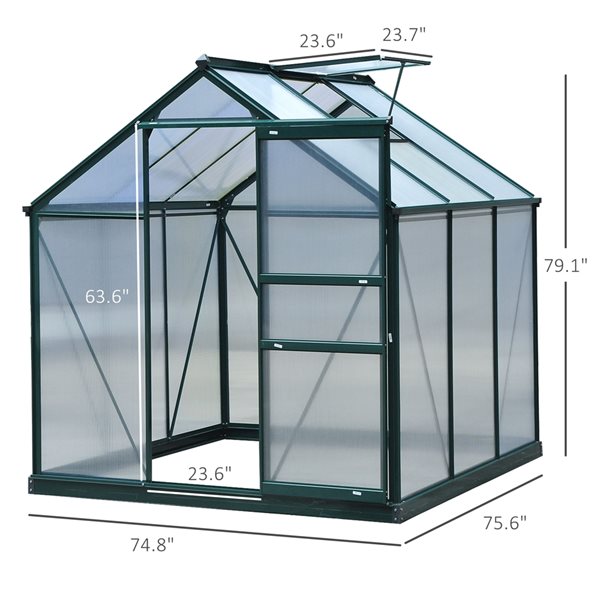 Outsunny 6.2-ft L x 6.3-ft W x 6.6-ft H Greenhouse