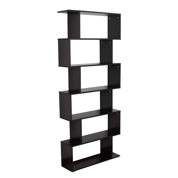 HomCom Black Composite 6-Shelf Standard Bookcase