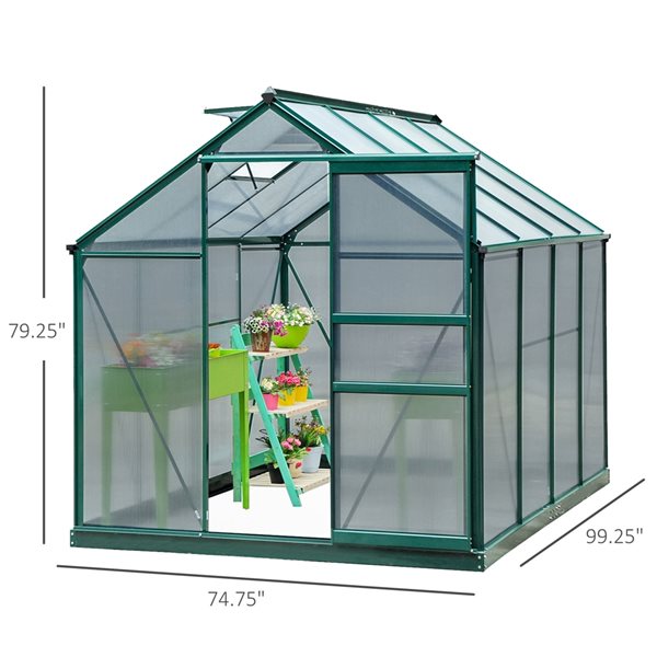 Serre Outsunny de 6,2 x 8,3 x 6,6 pi cadre en aluminium