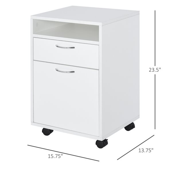 HomCom White 1-Drawer File Cabinet with Shelf