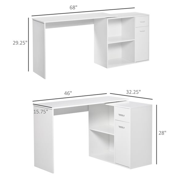 HomCom 46-in White Modern/Contemporary L-Shaped Desk
