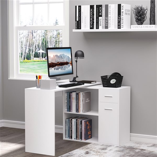 HomCom 46-in White Modern/Contemporary L-Shaped Desk