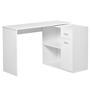 Bureau en forme de L blanc HomCom moderne et contemporain de 46 po