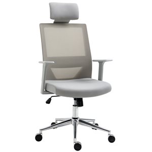 Vinsetto Grey Ergonomic Adjustable Height Swivel Desk Chair with Headrest