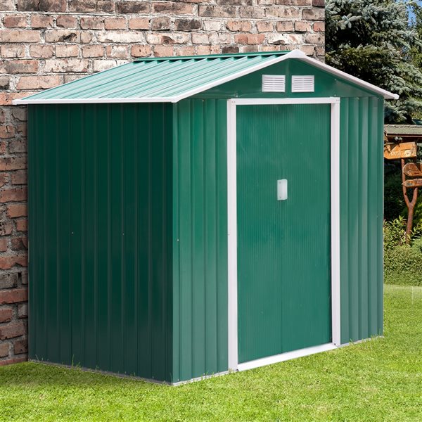 Outsunny 4-ft x 7-ft Green Galvanized Steel Storage Shed