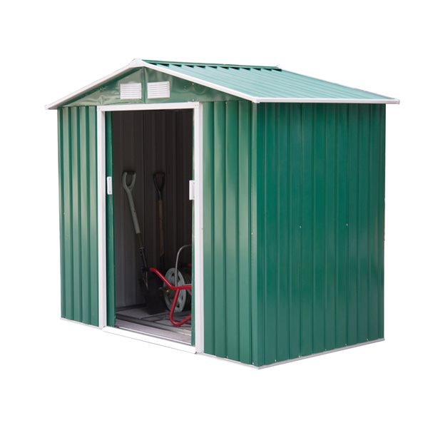 Outsunny 4-ft x 7-ft Green Galvanized Steel Storage Shed