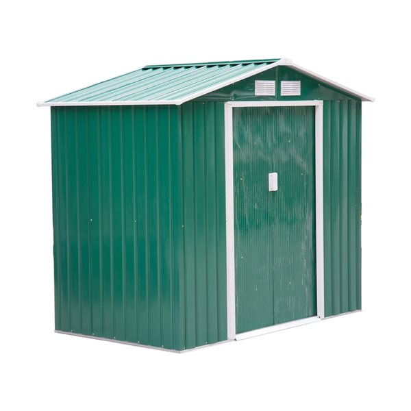 Outsunny 4-ft x 7-ft Green Galvanized Steel Storage Shed