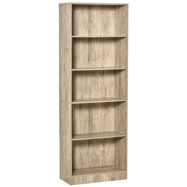 Bibliothèque en composite beige naturel par HomCom avec 5 tablettes