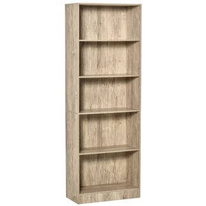 HomCom Natural Composite 5-Shelf Standard Bookcase