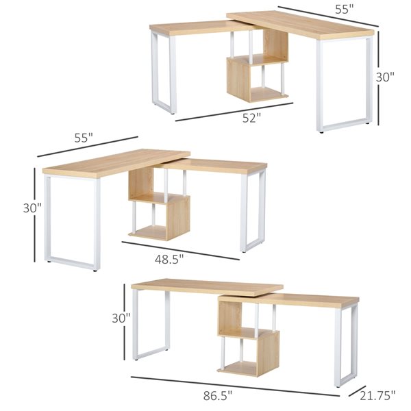 HomCom 55-in Brown/Tan Modern/Contemporary L-Shaped Desk