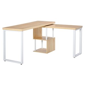 HomCom 55-in Brown/Tan Modern/Contemporary L-Shaped Desk