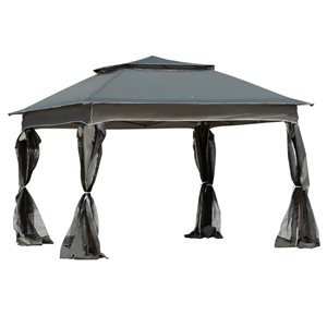 Tente à auvent carrée grise Outsunny de 11 pi en polyester avec sac de transport