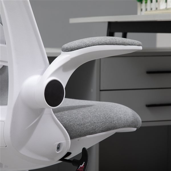 Chaise de bureau ergonomique Vinsetto pivotante avec hauteur ajustable et accoudoirs, gris