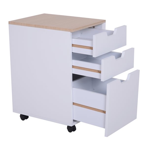HomCom White 3-Drawer File Cabinet