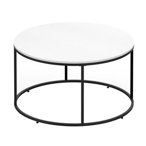 HomCom Wood Round Coffee Sofa Table Side with a Modern Design, White/Black