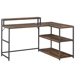 HomCom 55-in Brown Modern/Contemporary L-Shaped Desk