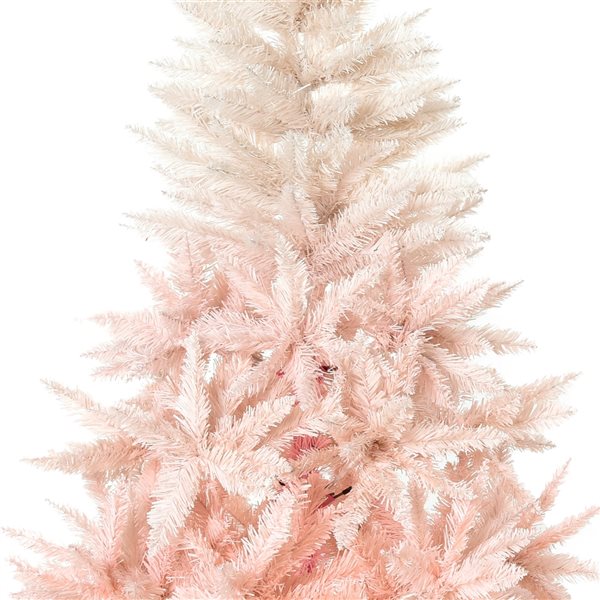 Sapin de Noël artificiel de HomCom de 7 pi sur pieds de style épinette régulier, rose