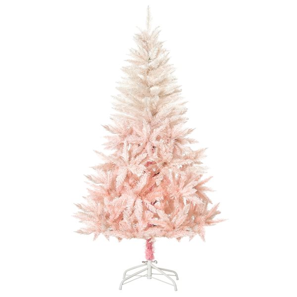 Sapin de Noël artificiel de HomCom de 7 pi sur pieds de style épinette régulier, rose