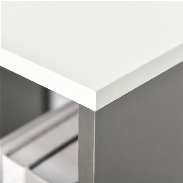 HomCom Grey/White Composite 3-Shelf Standard Bookcase