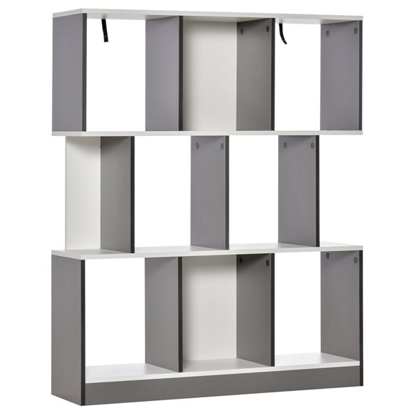 Homcom Grey White Composite 3 Shelf, Tall Narrow Bookcase Argos