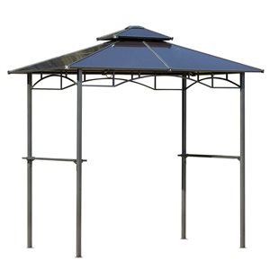 Outsunny 4.9-ft x 7.9-ft Brown Metal Rectangle Grill Gazebo with Polycarbonate Roof