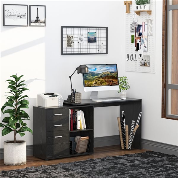 HomCom Black 46-in Modern/Contemporary L-Shaped Desk