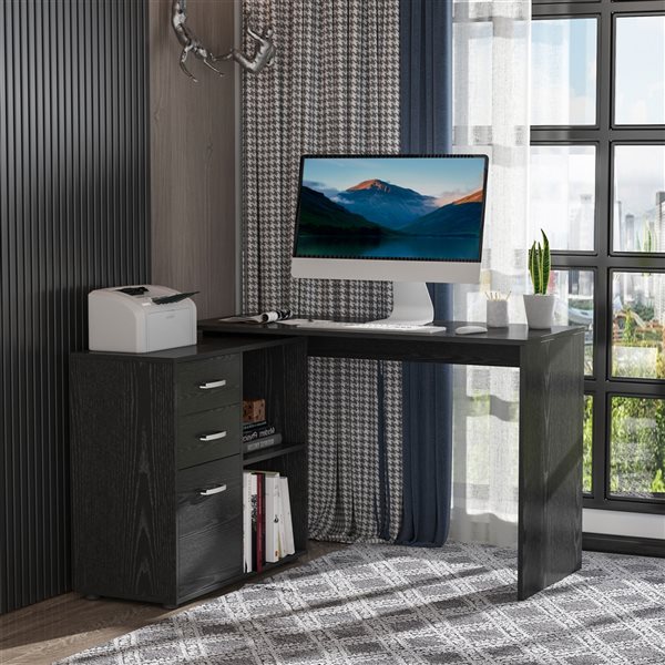 HomCom Black 46-in Modern/Contemporary L-Shaped Desk