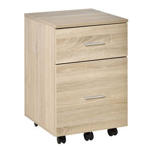 Vinsetto Oak 2-Drawer File Cabinet with Wheels