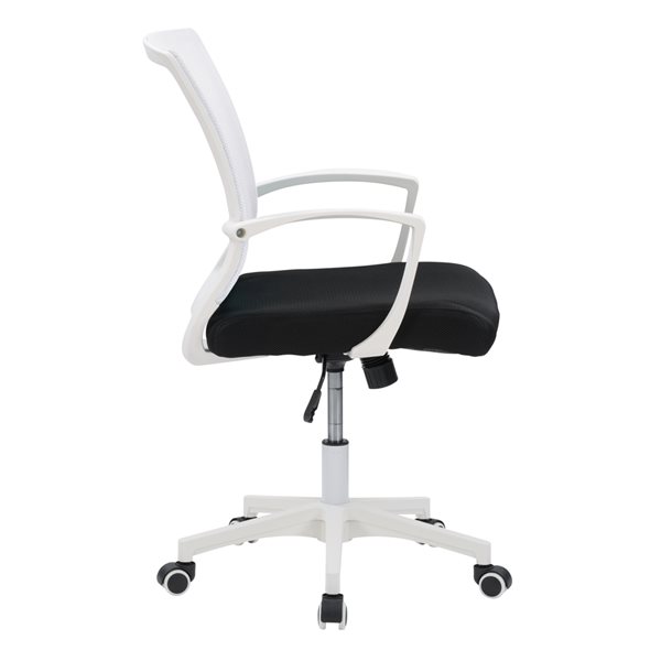 CorLiving Workspace White and Black Ergonomic Adjustable Height Swivel Desk Chair