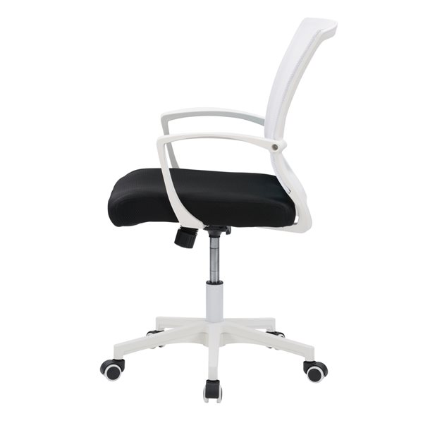 CorLiving Workspace White and Black Ergonomic Adjustable Height Swivel Desk Chair
