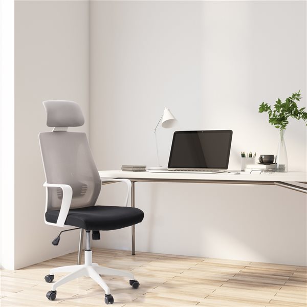 CorLiving Workspace Grey and Black Ergonomic Adjustable Height Swivel Desk Chair