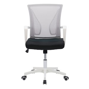 Chaise de bureau ergonomique pivotante gris et blanc Workspace par CorLiving à hauteur réglable