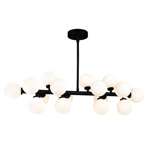 CWI Lighting Arya 36-in W Black Metal 16-Light Modern LED Chandelier w/ Frosted Glass Globes