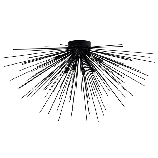 CWI Lighting Savannah 40-in Black Contemporary Modern LED Flush Mount Light