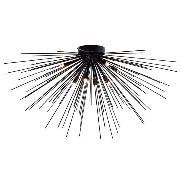 CWI Lighting Savannah 40-in Black Contemporary Modern LED Flush Mount Light