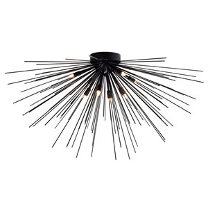 CWI Lighting Savannah 40-in Black Contemporary Modern LED Flush Mount Light