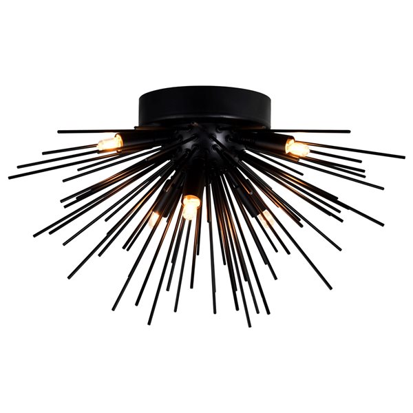 CWI Lighting Savannah 20-in Black Contemporary Modern LED Flush Mount Light