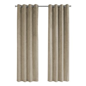 Monarch Specialties Beige Polyester 95-in Room Darkening Interlined Curtain Panel Pair