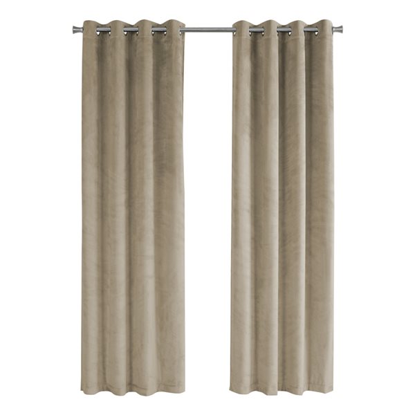 Panneau de rideau double assombrissant à doublure entrelacée par Monarch Specialties en polyester beige de 95 po