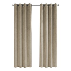 Panneau de rideau double assombrissant à doublure entrelacée par Monarch Specialties en polyester beige de 95 po