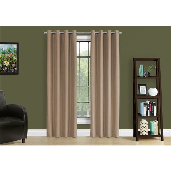 Monarch Specialties 84-in Brown Polyester Blackout Thermal Lined Curtain Panel Pair