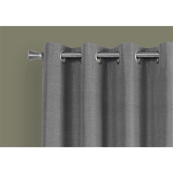 Panneau de rideau double occultant à isolation thermique par Monarch Specialties de 84 po en polyester gris