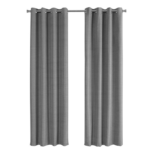 Monarch Specialties 84-in Grey Polyester Blackout Thermal Lined Curtain Panel Pair