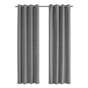 Monarch Specialties 84-in Grey Polyester Blackout Thermal Lined Curtain Panel Pair
