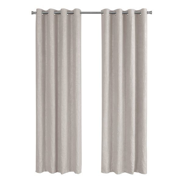 Monarch Specialties 84-in Ivory Polyester Room Darkening Interlined Curtain Panel Pair