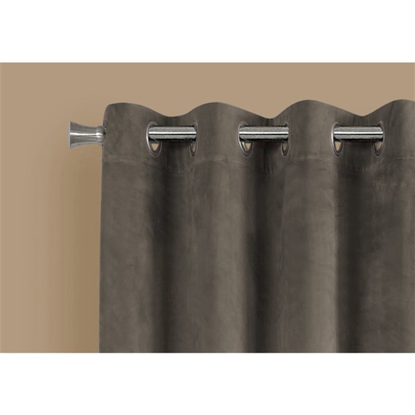 Panneau de rideau double assombrissant à doublure entrelacée par Monarch Specialties de 84 po en polyester taupe