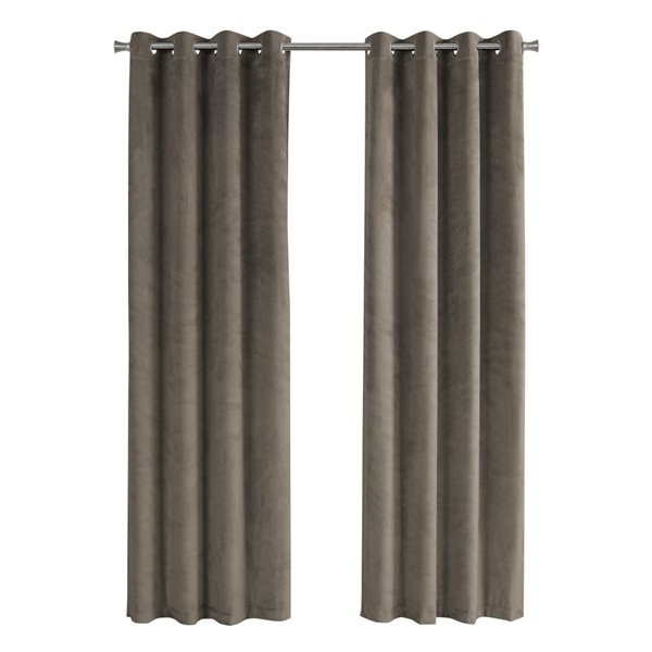 Panneau de rideau double assombrissant à doublure entrelacée par Monarch Specialties de 84 po en polyester taupe