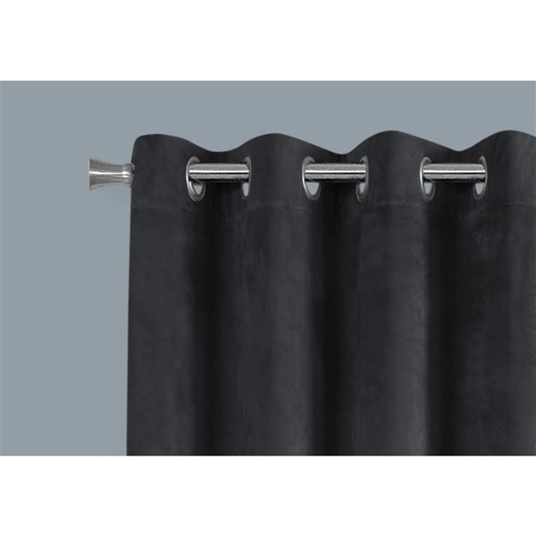 Monarch Specialties Grey Polyester 84-in Room Darkening Interlined Curtain Panel Pair